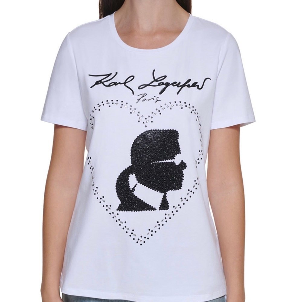 Karl Legerfield Paris Sequined Silhouette T-shirt size XS, new with Tag